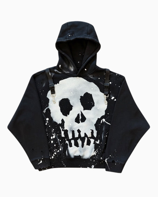 Hand-Sprayed Skull Graphic Hoodie